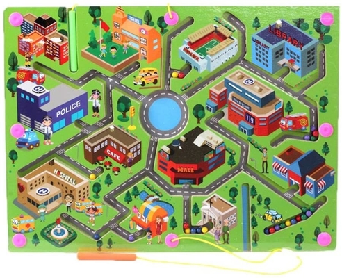 Ein guter Preis. Kinder Stadtverkehr Holzmagnet Puzzle Labyrinth Brettspiel Lernspielzeug Online