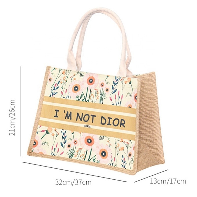 Persönliche Burlap Tote Jute Taschen Custom Printing Weihnachten mit Griff 0
