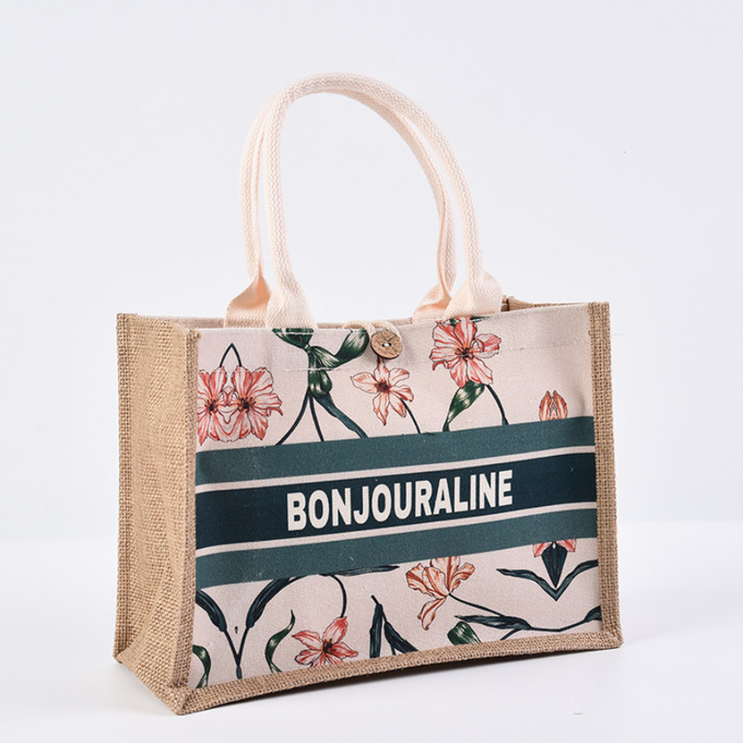 Persönliche Naturleinwand Druck Jute Taschen Burlap Tote Tasche 1