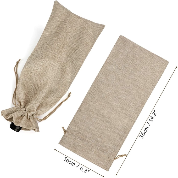 Wiederverwendbare Drucksack mit Ziehseile Jutesäcke Geschenksäcke für Wein 0