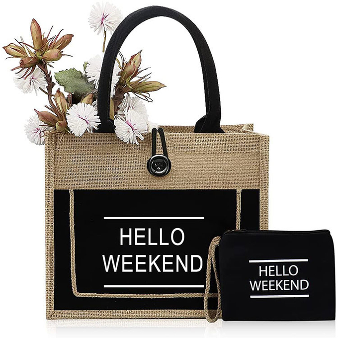 Druckte Einkaufstaschen mit Jute-Tote-Taschen 0