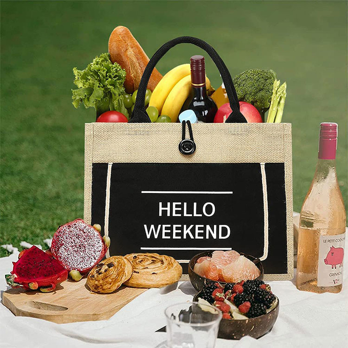 Druckte Einkaufstaschen mit Jute-Tote-Taschen 2