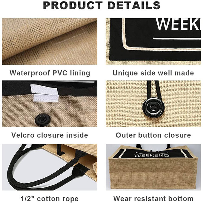 Druckte Einkaufstaschen mit Jute-Tote-Taschen 3