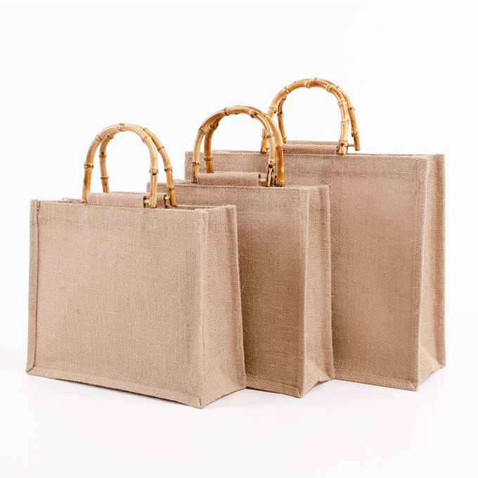 Naturhandgefertigte Jute-Taschen Tote Öko-freundliche hessische Einkaufstüten 0