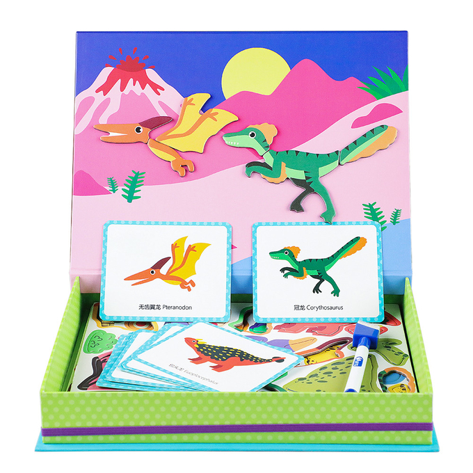 Magnetische Puzzles für Kinder Dinosaurierbuch Spielzeug für Kindergarten 0